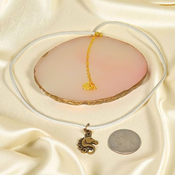 Leather Cord Unicorn Pendant Necklace Magical Fairy Tale Fairycore 1970s 1990s - Picture 8 of 15